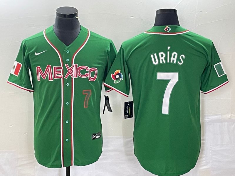 Men 2023 World Cub Mexico #7 Urias Green white Nike MLB Jersey10